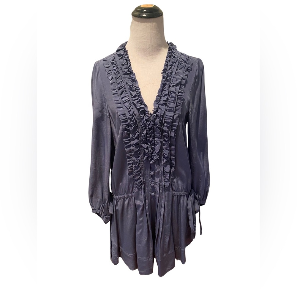 Rebecca Taylor v-neck ruffled silk dress